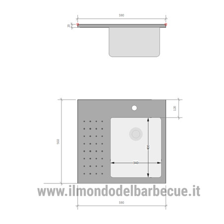 PLA.NET LAVELLO DA INCASSO OASI 5956 CON GOCCIOLATOIO