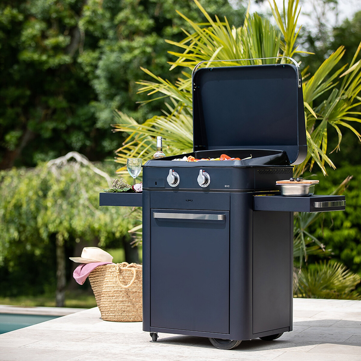 PLANCHA A GAS COMBO ENOSIGN 65 BLUE NAVY CON COPERCHIO