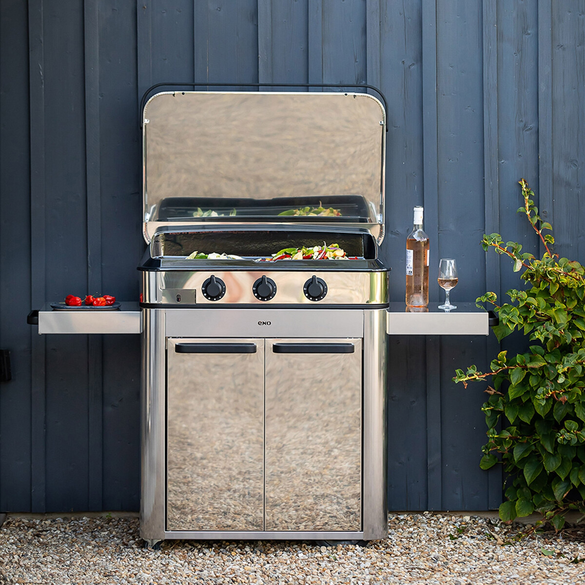 PLANCHA A GAS COMBO ENOSIGN 80 INOX CON COPERCHIO