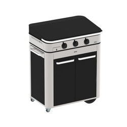 PLANCHA A GAS COMBO ENOSIGN 80 NERO & INOX CON COPERCHIO