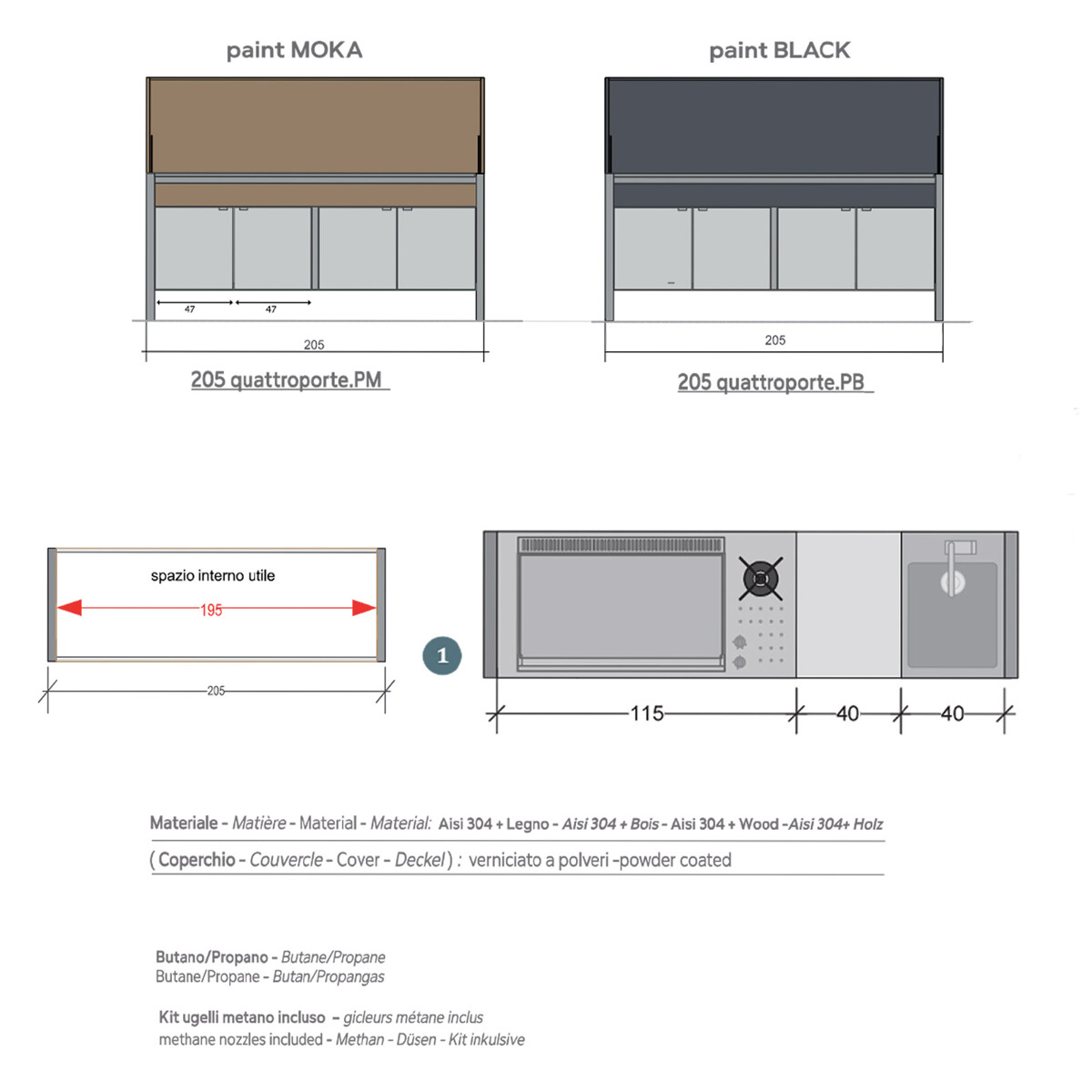 CUCINA DA ESTERNO PLA.NET OASI 205.CC-1 PB