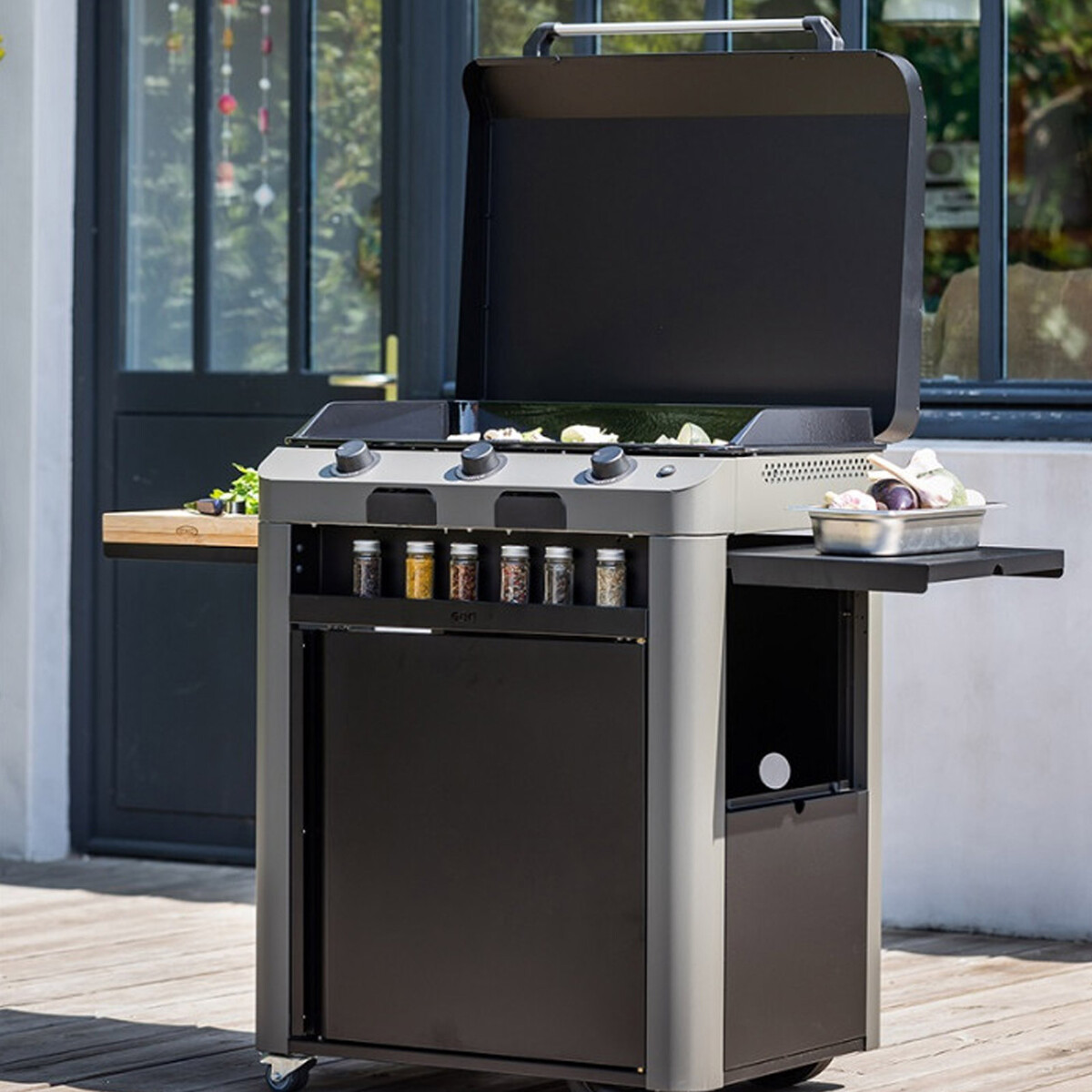 COMBO PLANCHA FUSION 75 GRIGIO SCURO Eno Piastre in ghisa smaltata | Il Mondo Del Barbecue
