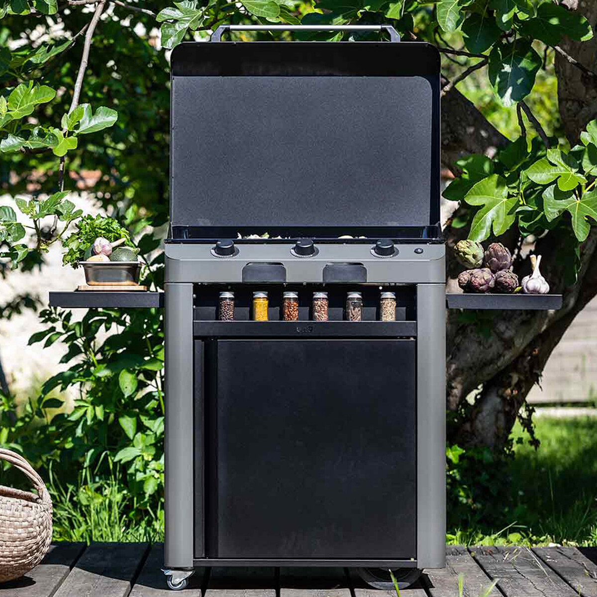 COMBO PLANCHA FUSION 75 GRIGIO SCURO Eno Piastre in ghisa smaltata | Il Mondo Del Barbecue