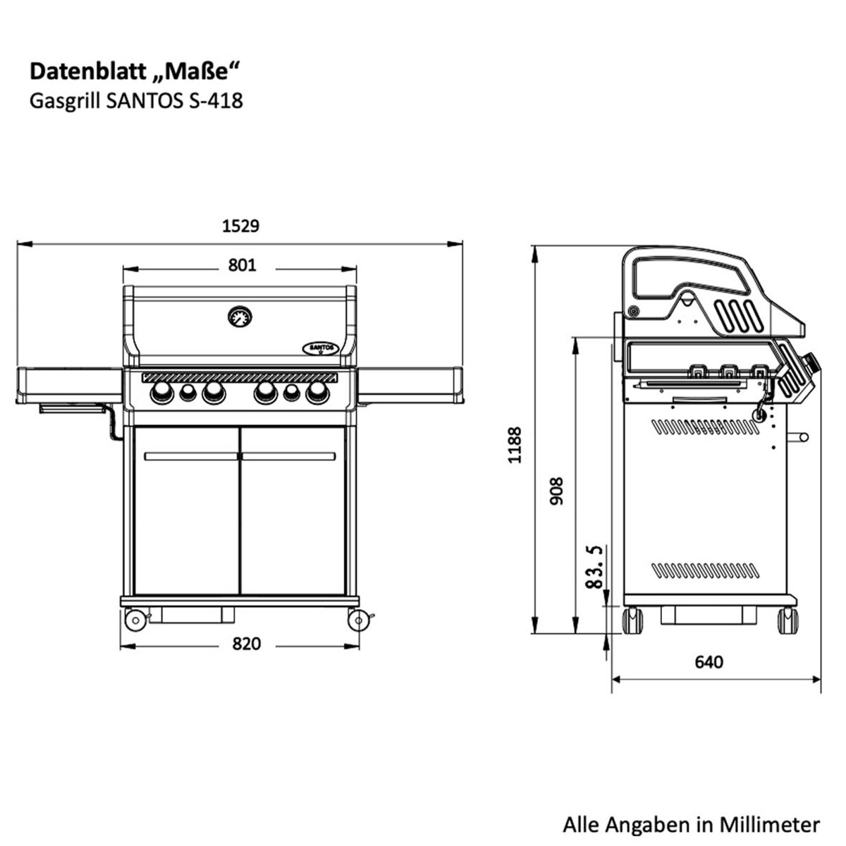 BARBECUE A GAS SANTOS S-418 NERO-PACK Santos Barbecue a gas | Il Mondo Del Barbecue