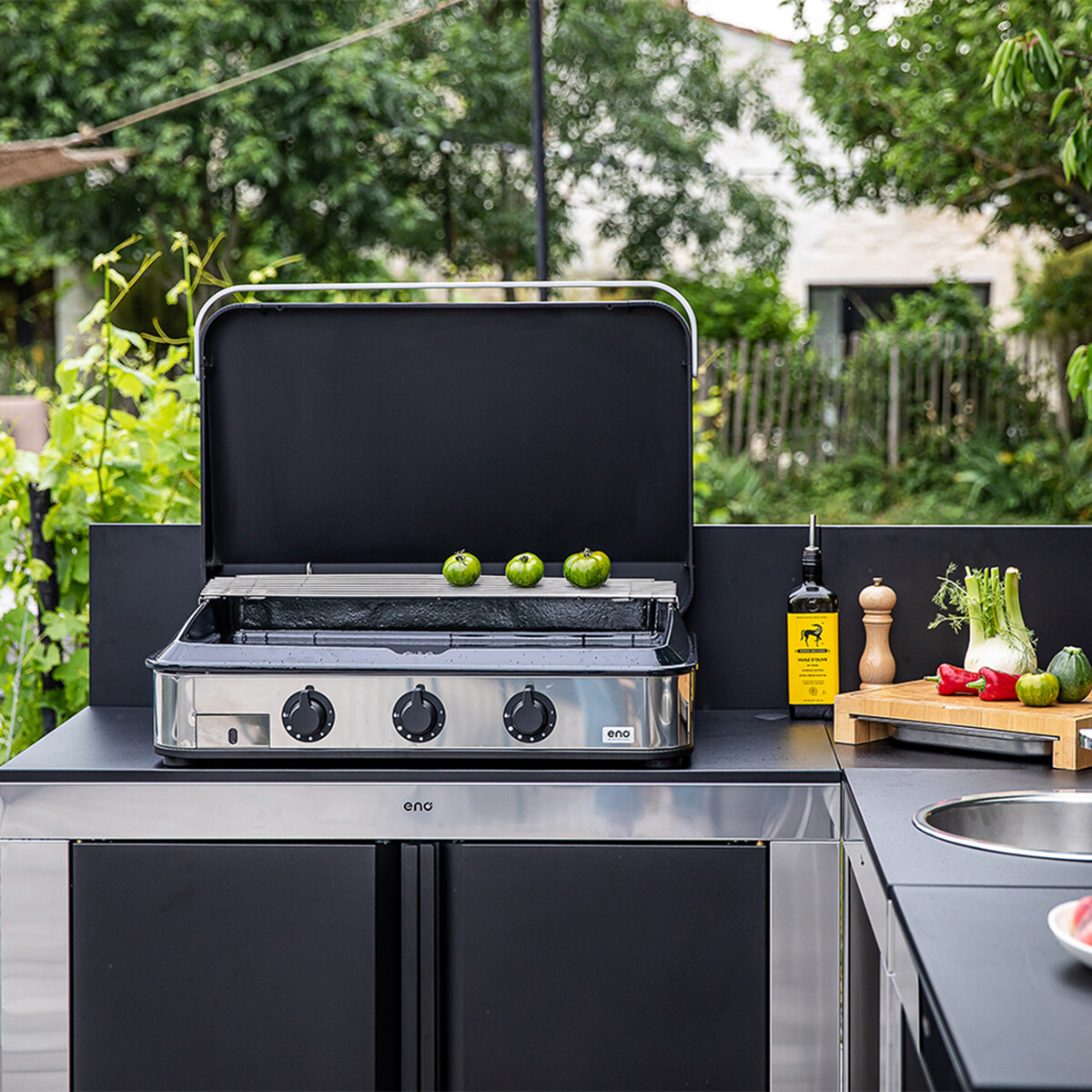 PLANCHA A GAS ENOSIGN 80 INOX Eno Piastre in ghisa smaltata | Il Mondo Del Barbecue