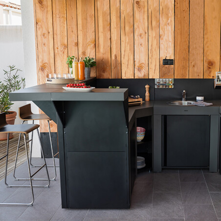 MENSOLA AD ANGOLO MODULO FELIX 35 CM GRIGIO Eno Piastre in ghisa smaltata | Il Mondo Del Barbecue