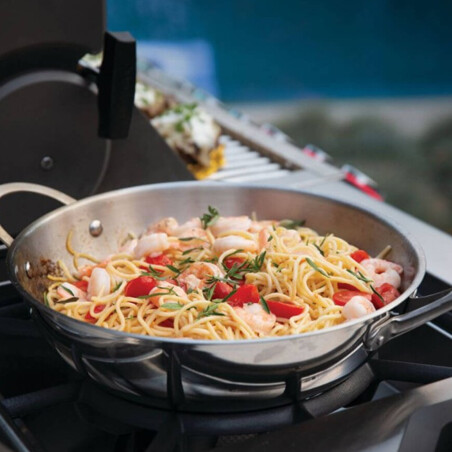 WOK INOX 30 CM CON MANICO Napoleon Accessori | Il Mondo Del Barbecue