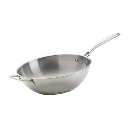 WOK INOX 30 CM CON MANICO Napoleon Accessori | Il Mondo Del Barbecue