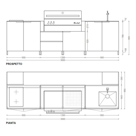 CUCINA DA ESTERNO IN HPL RUGGINE / YULE WHITE
