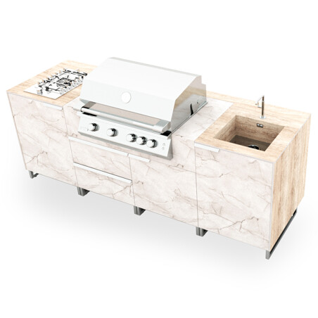 CUCINA DA ESTERNO IN HPL YULE WHITE / ROVERE ORTISEI