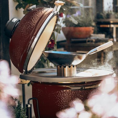 BARBECUE A CARBONE MONOLITH CLASSIC PRO-SERIE 2.0 ROSSO CON CARRELLO Monolith Barbecue a carbone | Il Mondo Del Barbecue