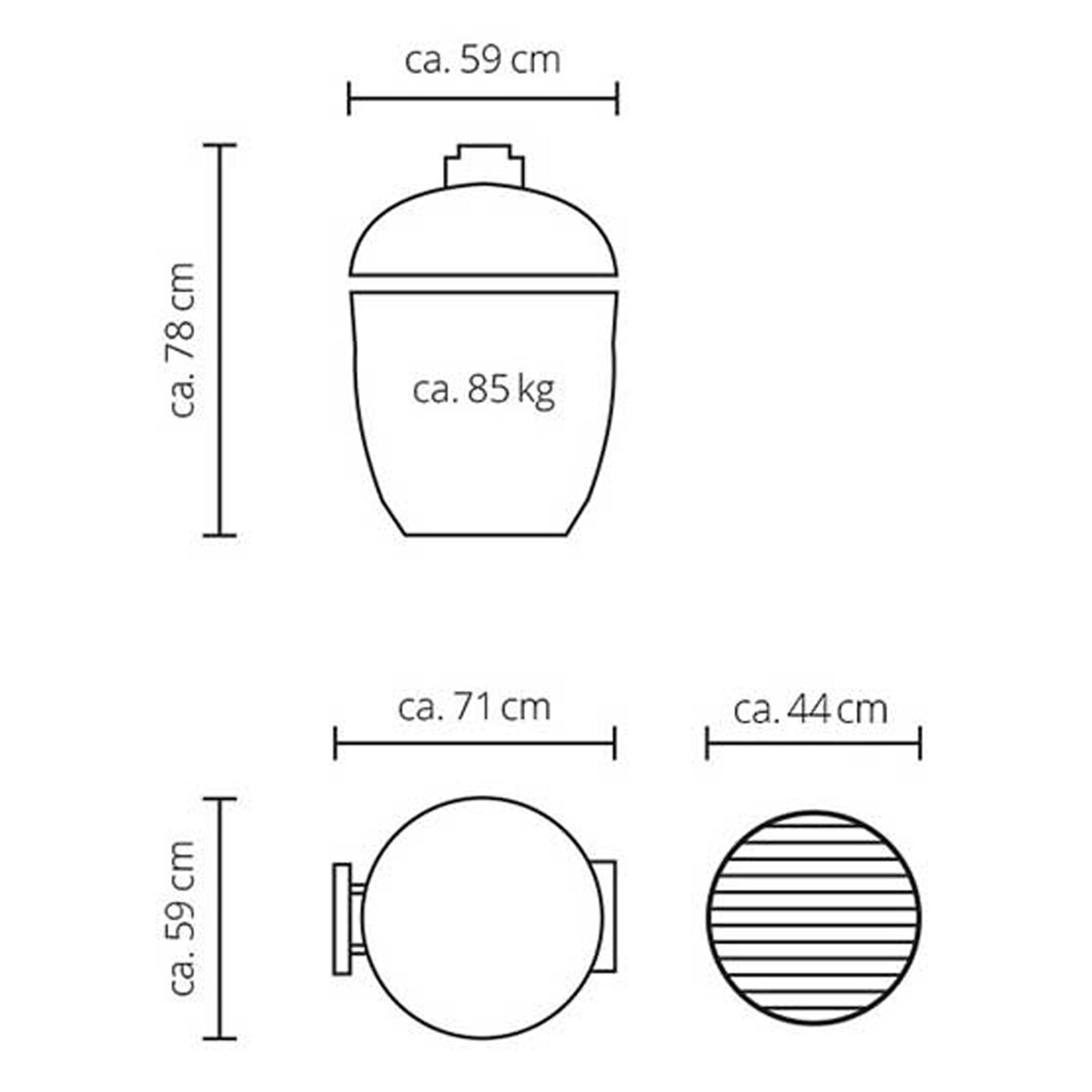 BARBECUE A CARBONE MONOLITH TWO 55 NERO DA APPOGGIO Monolith Barbecue a carbone | Il Mondo Del Barbecue
