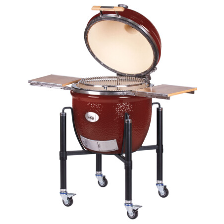 BARBECUE A CARBONE MONOLITH LE CHEF PRO-SERIE 2.0 ROSSO CON CARRELLO Monolith Barbecue a carbone | Il Mondo Del Barbecue