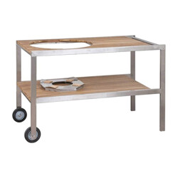 TAVOLO MONOLITH IN ACCIAIO E LEGNO TEAK Monolith Barbecue a carbone | Il Mondo Del Barbecue