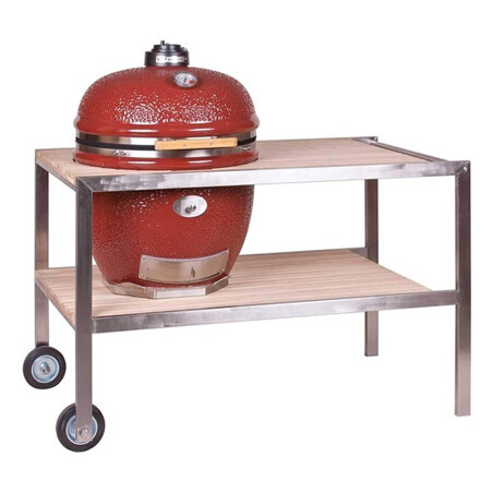 TAVOLO MONOLITH IN ACCIAIO E LEGNO TEAK Monolith Barbecue a carbone | Il Mondo Del Barbecue
