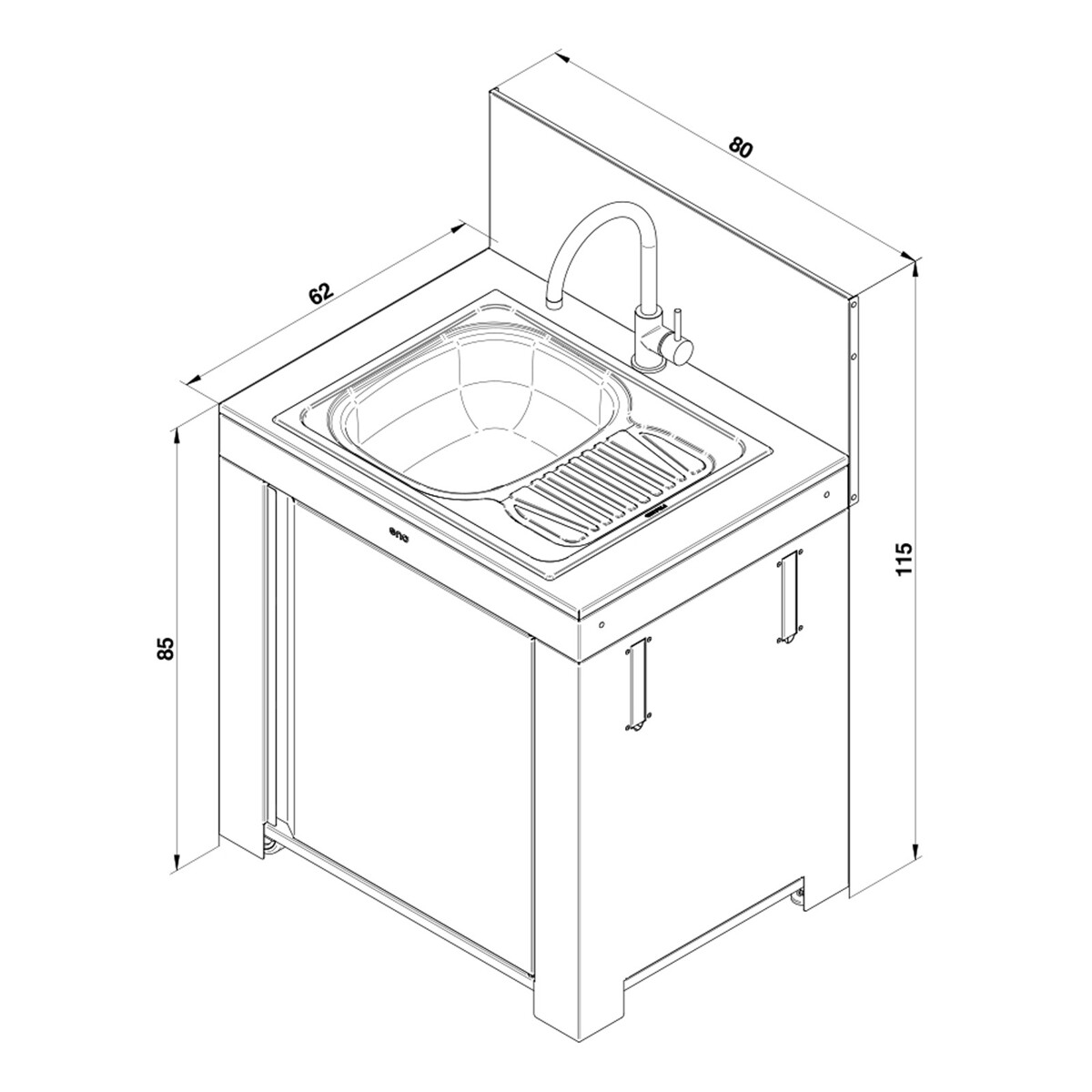 MODULO LAVELLO RETTANGOLARE ACCIAIO INOX E NERO Eno Piastre in ghisa smaltata | Il Mondo Del Barbecue