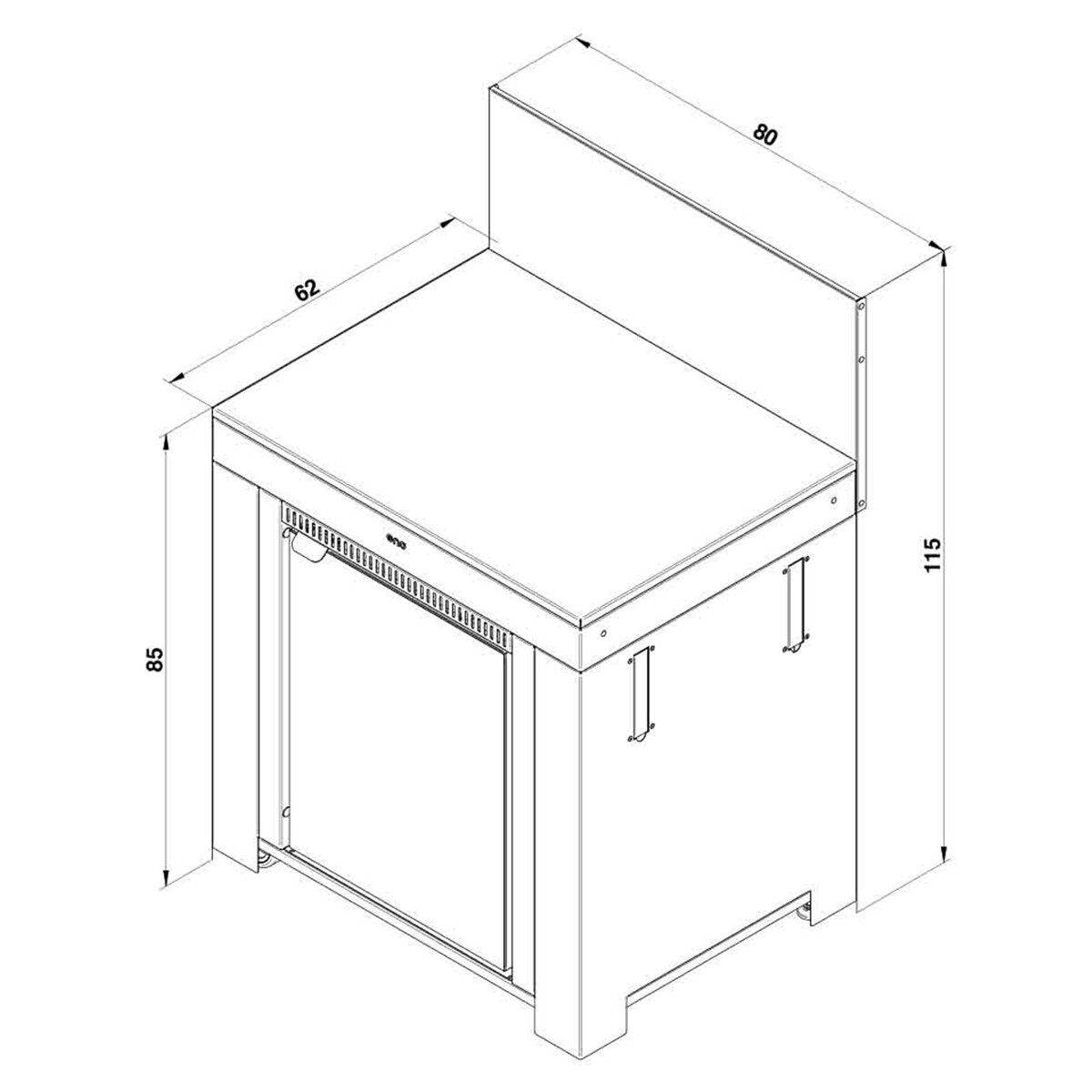 MODULO FRIGO 75L NERO E INOX Eno Piastre in ghisa smaltata | Il Mondo Del Barbecue