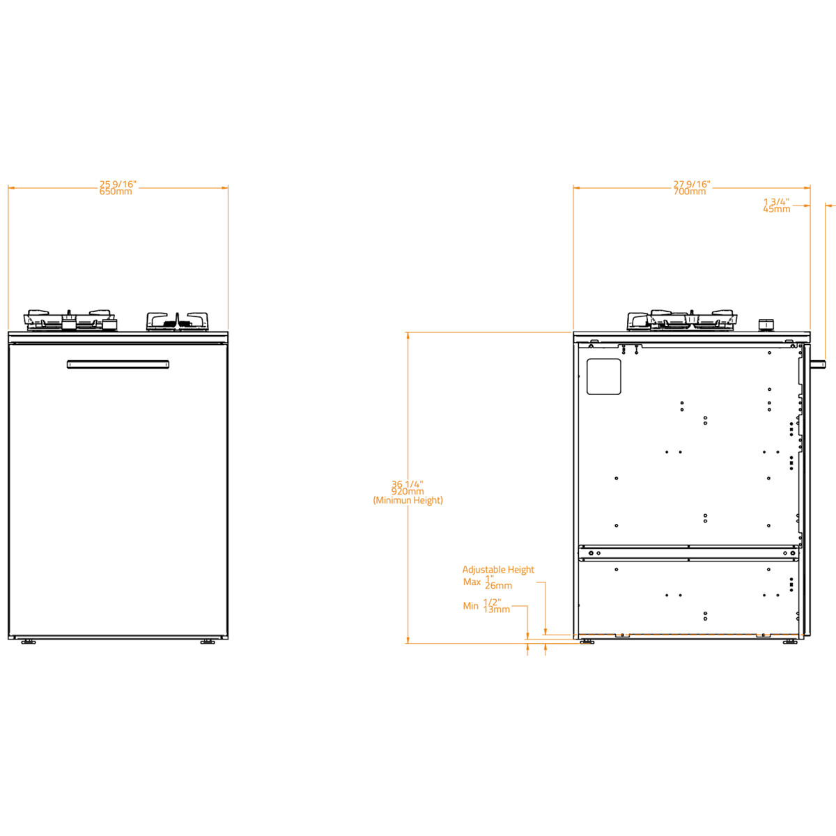 MODULO 2 FUOCHI BRABURA CT 60 ANTRACITE | Il Mondo del Barbecue