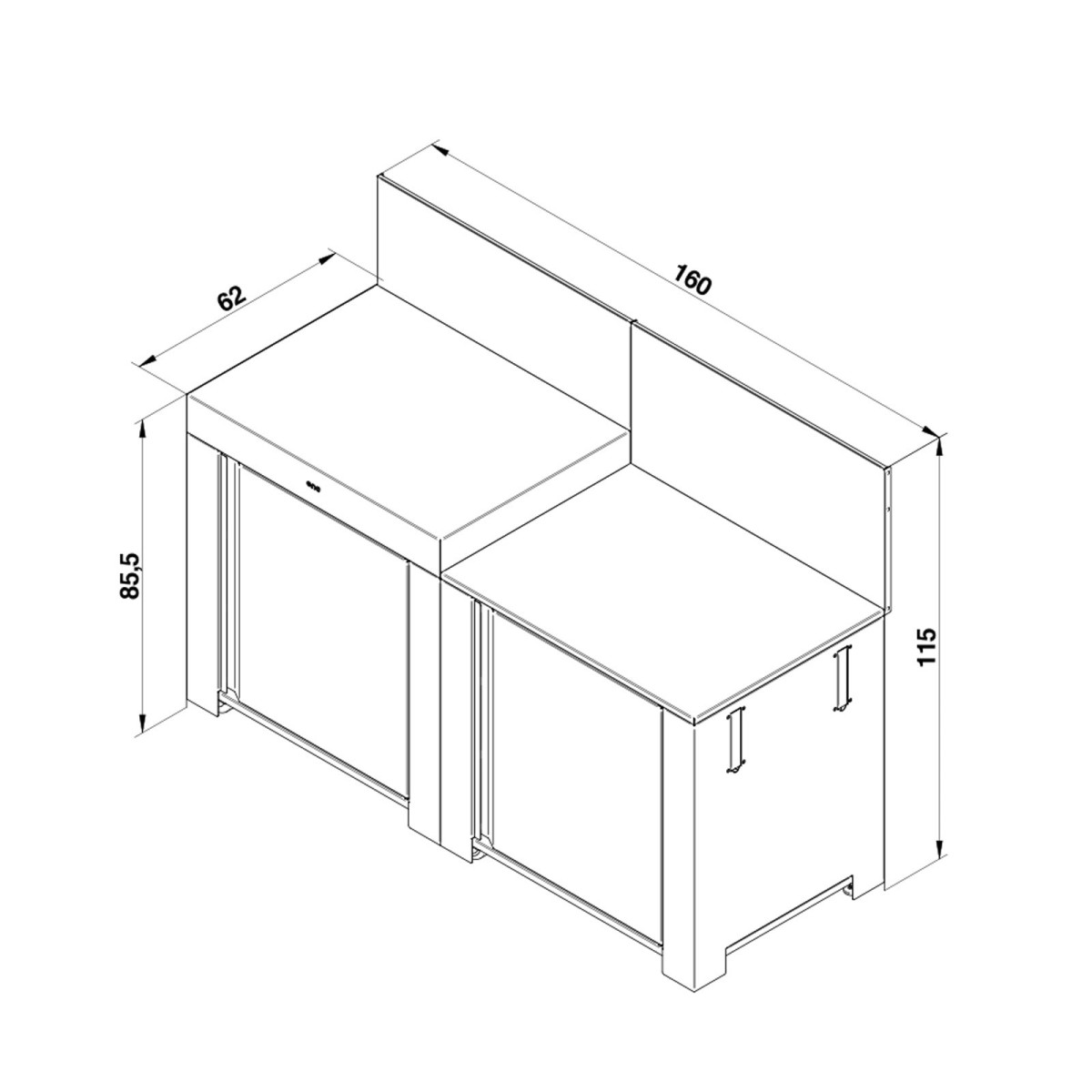 CUCINA ENO ESSENTIEL 2 MODULI GRIGIO SCURO E NERO