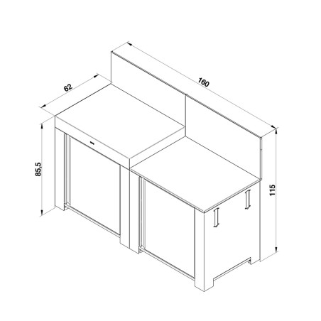CUCINA ENO ESSENTIEL 2 MODULI NERO E INOX