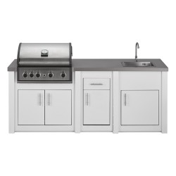 CUCINA DA ESTERNO GRANDPRO ALUKITCHEN BIANCA CON BBQ PRO ELITE E LAVELLO