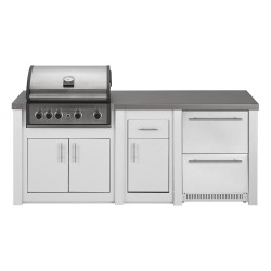 CUCINA DA ESTERNO GRANDPRO ALUKITCHEN BIANCA CON BBQ PRO ELITE E FRIGO
