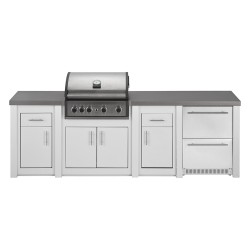 CUCINA DA ESTERNO GRANDPRO ALUKITCHEN BIANCA CON BBQ PRO ELITE FRIGO E SERVIZI