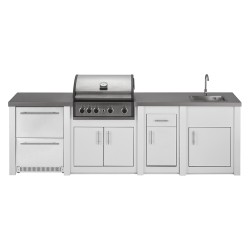 CUCINA DA ESTERNO GRANDPRO ALUKITCHEN BIANCA CON BBQ PRO ELITE FRIGO E LAVELLO