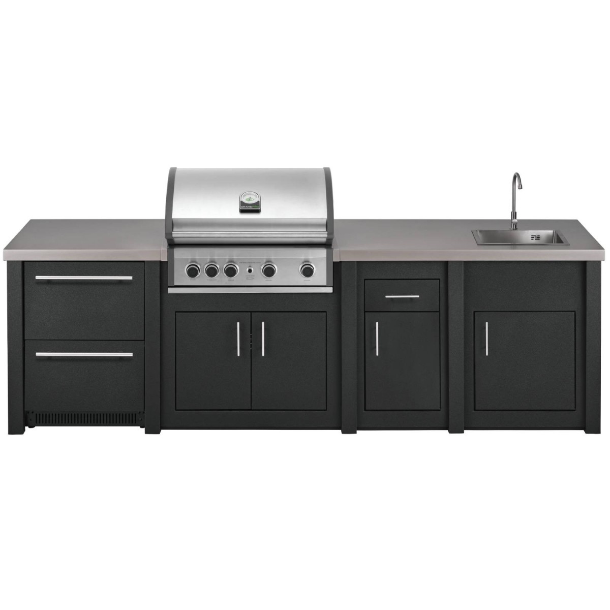 CUCINA DA ESTERNO GRANDPRO ALUKITCHEN CON FRIGO BBQ GRANDPRO SERVIZIO E LAVELLO