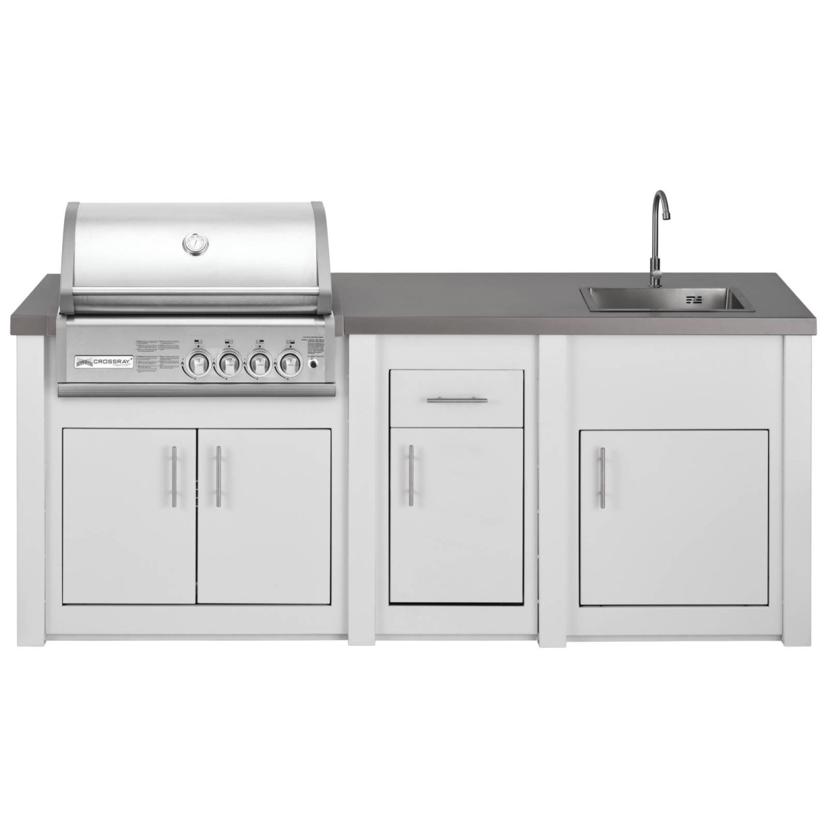 CUCINA DA ESTERNO GRANDPRO ALUKITCHEN BIANCA CON BBQ CROSSRAY E LAVELLO