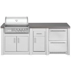 CUCINA DA ESTERNO GRANDPRO ALUKITCHEN BIANCA CON BBQ CROSSRAY E FRIGORIFERO