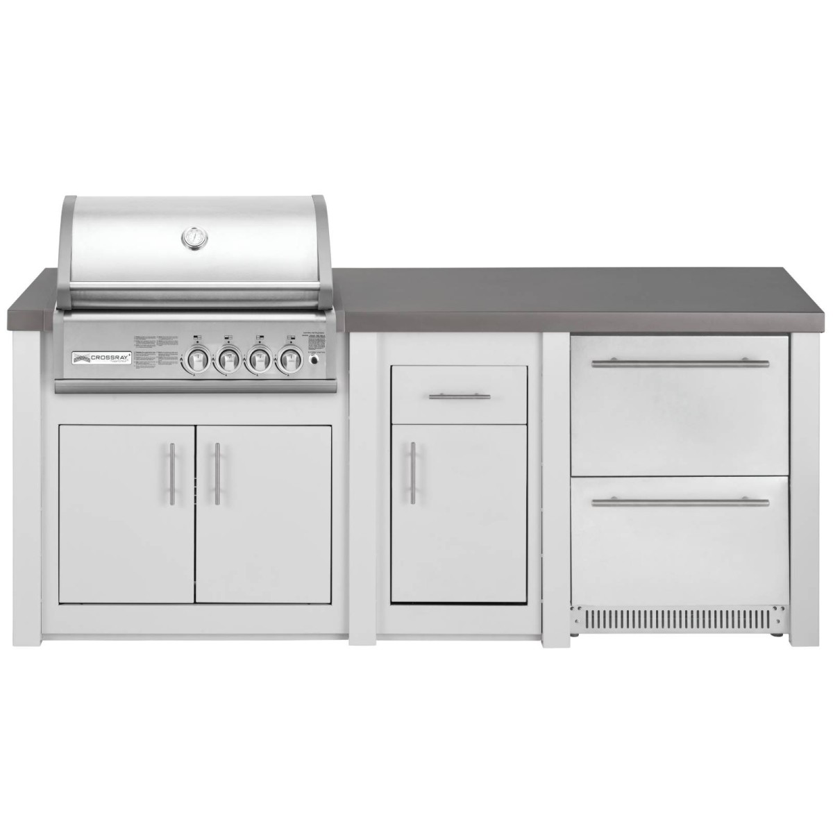 CUCINA DA ESTERNO GRANDPRO ALUKITCHEN BIANCA CON BBQ CROSSRAY E FRIGORIFERO