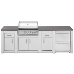 CUCINA DA ESTERNO GRANDPRO ALUKITCHEN BIANCA CON BBQ CROSSRAY SERVIZI E FRIGORIFERO