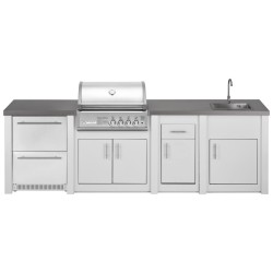 CUCINA DA ESTERNO GRANDPRO ALUKITCHEN BIANCA CON FRIGO BBQ CROSSRAY SERVIZIO E LAVELLO