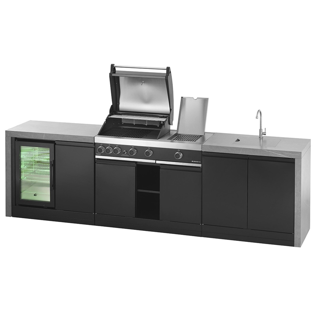 CUCINA DA ESTERNO GRANDPRO G4+ 299 WATERFALL SERIES CON LAVELLO E FRIGO | Il Mondo del Barbecue
