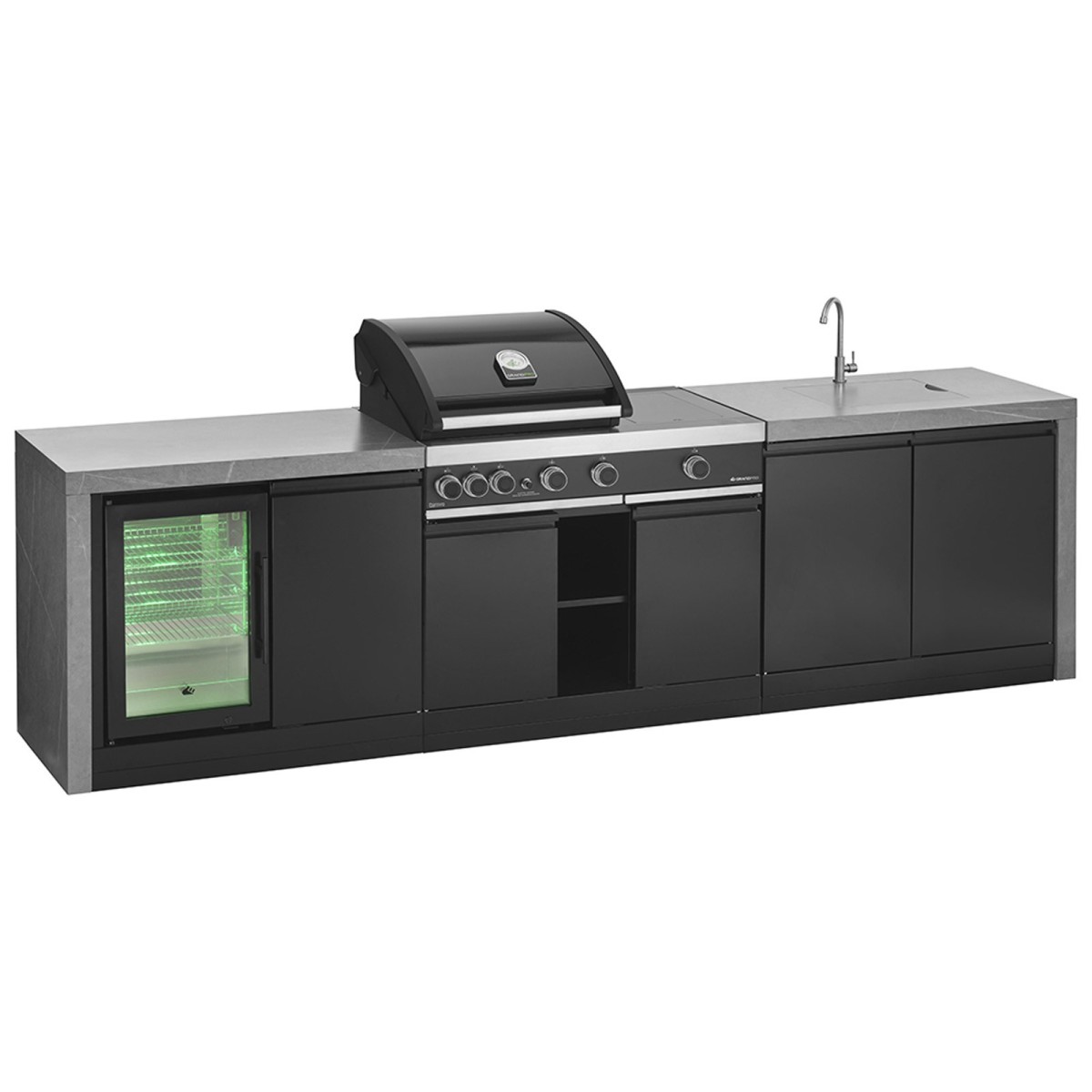 CUCINA DA ESTERNO GRANDPRO G4+ 299 WATERFALL SERIES CON LAVELLO E FRIGO | Il Mondo del Barbecue