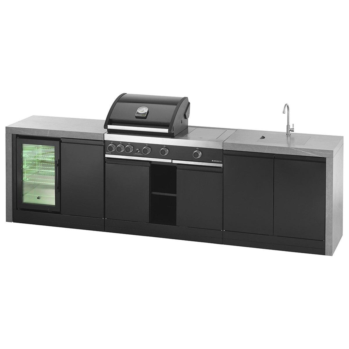 CUCINA DA ESTERNO GRANDPRO G4+ 299 WATERFALL SERIES CON LAVELLO E FRIGO | Il Mondo del Barbecue