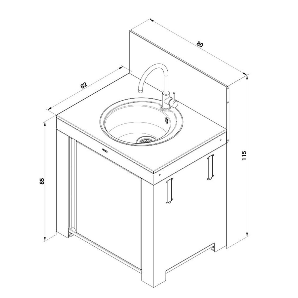 MODULO LAVELLO ACCIAIO INOX E NERO
