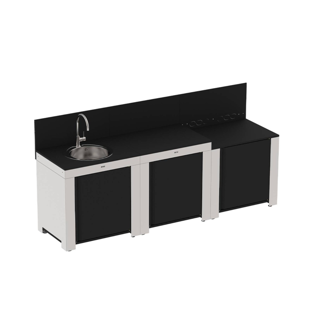 CUCINA ENO CLASSIC 3 MODULI NERO E INOX