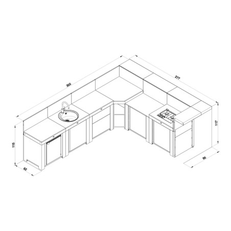 CUCINA ENO DELUXE 6 MODULI INOX E NERO