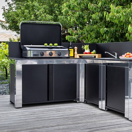 MOBILE FELIX ACCIAIO INOX E NERO Eno Piastre in ghisa smaltata | Il Mondo Del Barbecue