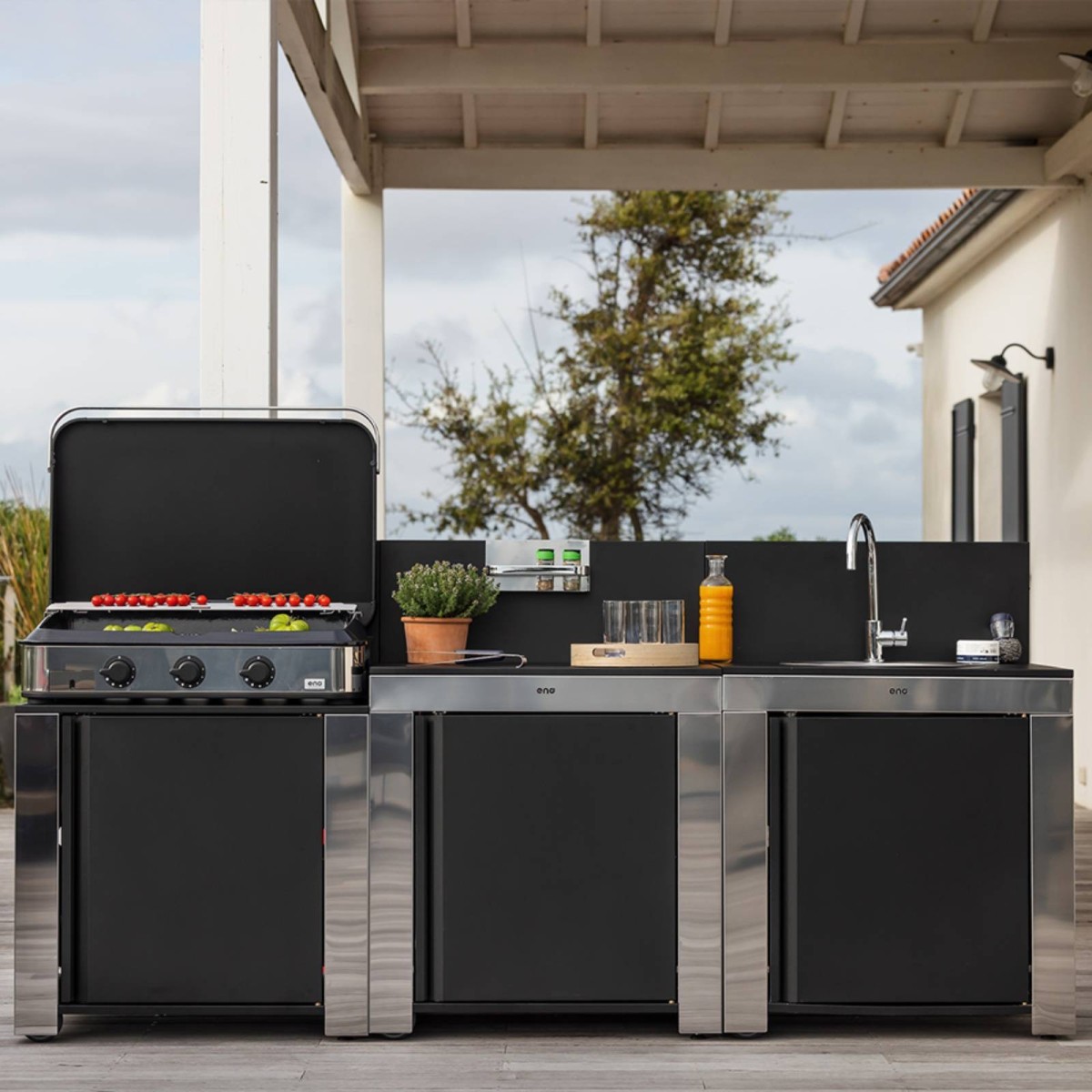 MODULO STANDARD ACCIAIO INOX E NERO Eno Piastre in ghisa smaltata | Il Mondo Del Barbecue