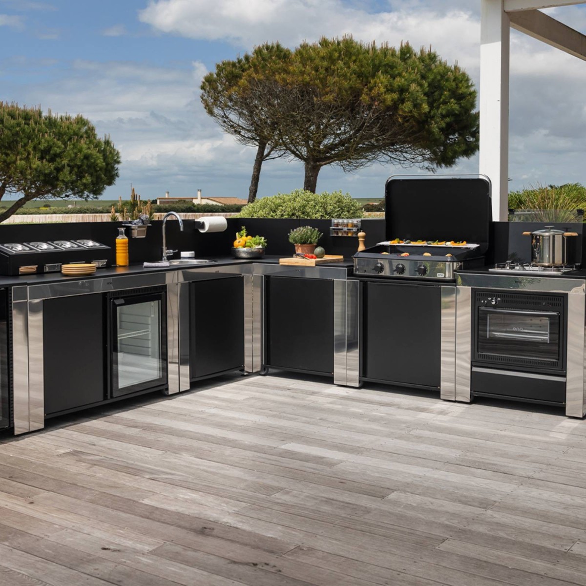 MODULO STANDARD ACCIAIO INOX E NERO Eno Piastre in ghisa smaltata | Il Mondo Del Barbecue