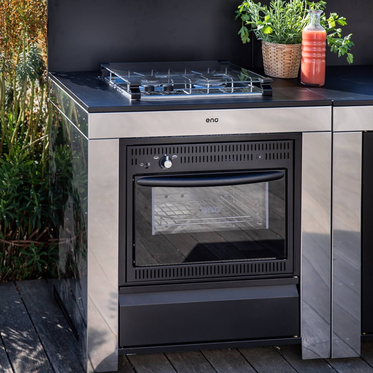 MODULO COMBINATO NERO E INOX Eno Piastre in ghisa smaltata | Il Mondo Del Barbecue