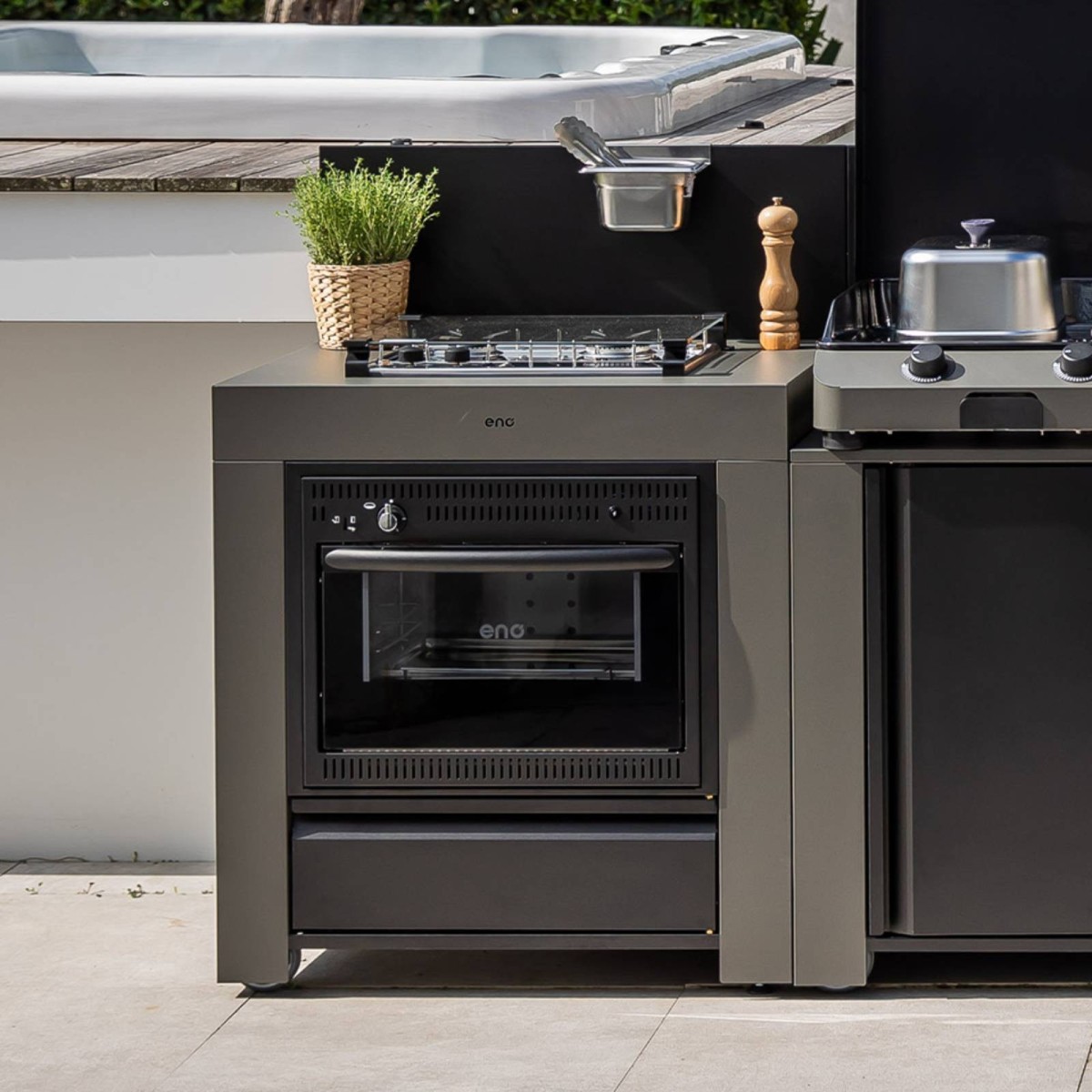 MODULO COMBINATO GRIGIO SCURO Eno Piastre in ghisa smaltata | Il Mondo Del Barbecue