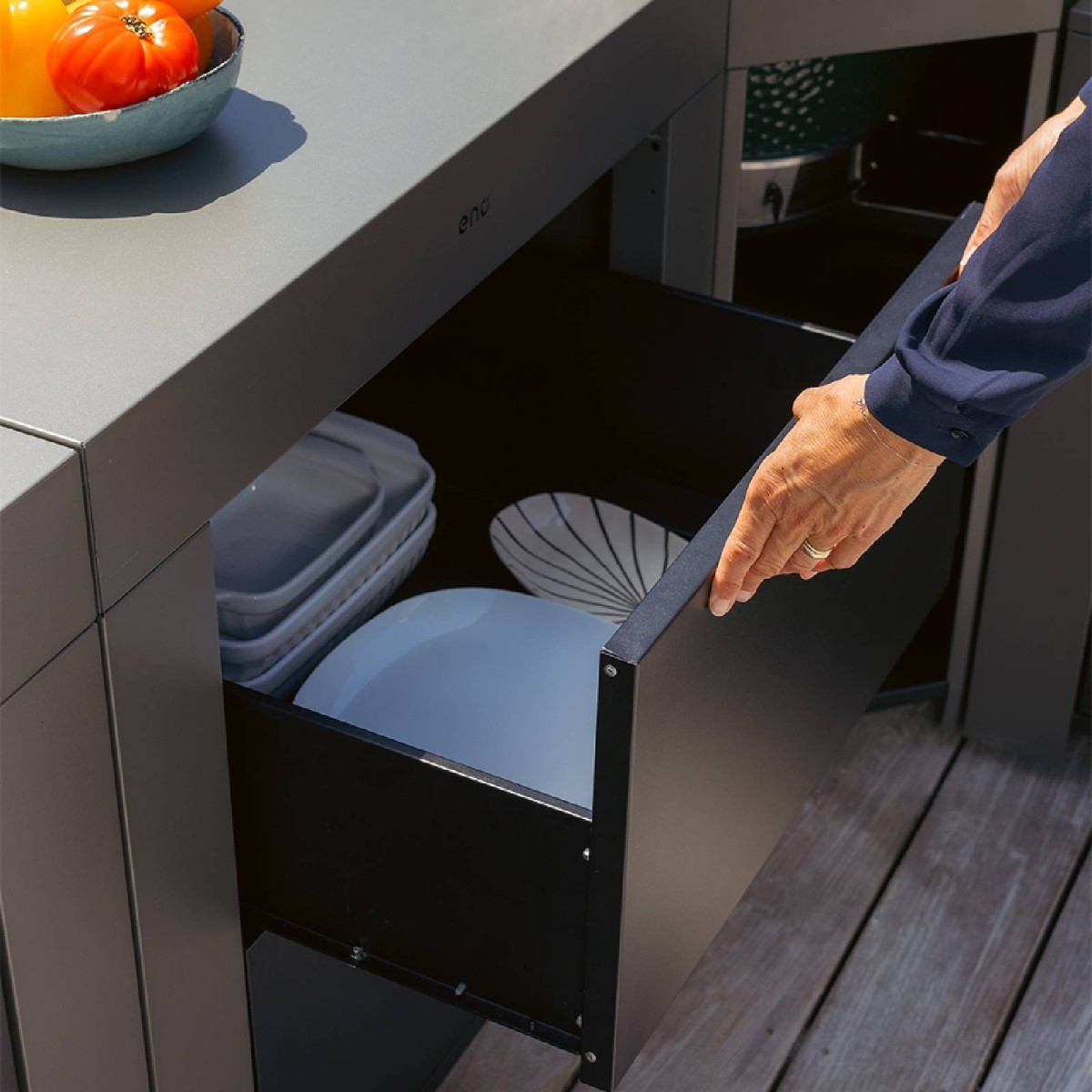 MODULO A DUE CASSETTI GRIGIO SCURO Eno Piastre in ghisa smaltata | Il Mondo Del Barbecue