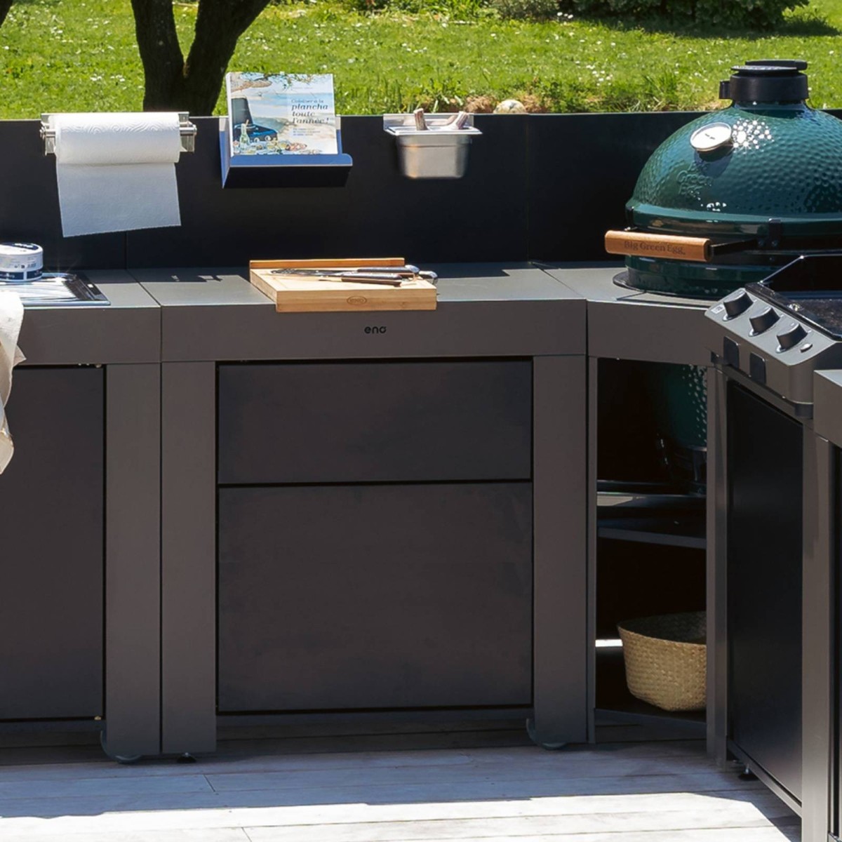 MODULO A DUE CASSETTI GRIGIO SCURO Eno Piastre in ghisa smaltata | Il Mondo Del Barbecue