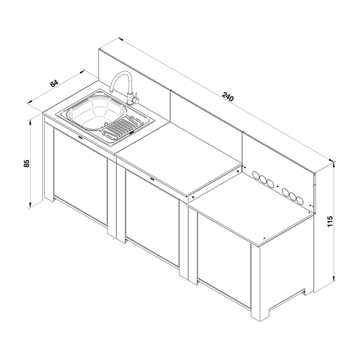 CUCINA ENO CLASSIC 3 MODULI SALVIA