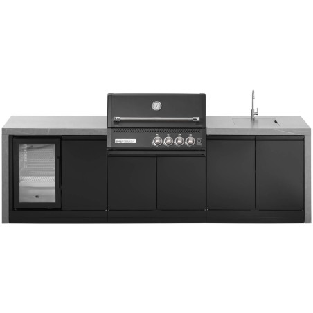 CUCINA DA ESTERNO GRANDPRO CROSSRAY BLACK WATERFALL 4 KITCHEN CON LAVELLO E FRIGORIFERO