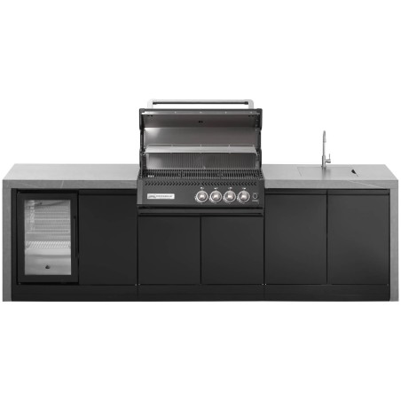 CUCINA DA ESTERNO GRANDPRO CROSSRAY BLACK WATERFALL 4 KITCHEN CON LAVELLO E FRIGORIFERO